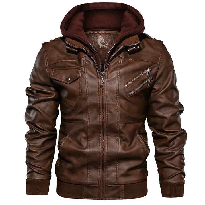 Men’s Hooded Leather Jacket